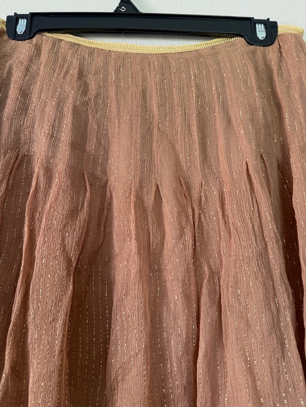 Allison Taylor Bronze-Brown A-Line Skirt with Gold Waist Trim - Picture 6 of 10